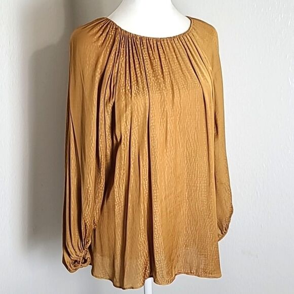 Worthington Light Orangey Tan Wide Longsleeve Pullover Blouse, Size Medium - Picture 6 of 8